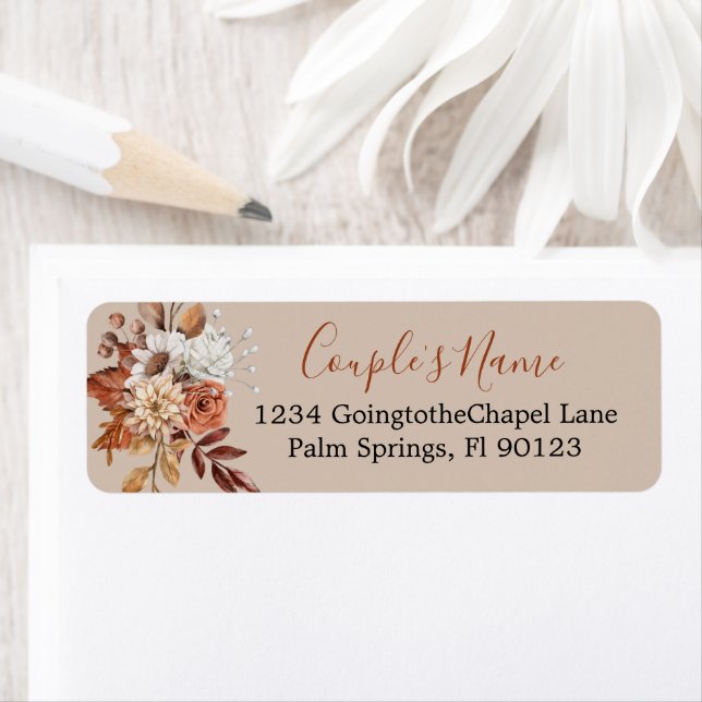 Fall Floral Bouquet on Taupe Label (Insitu)