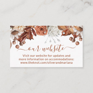 Fall Floral Bouquet Wedding Website Enclosure Card