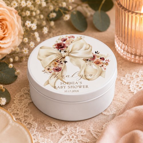 Fall Floral Bow Baby Shower Thank you Mini Candle Favors