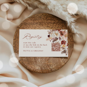 Fall Floral Bow QR Code Bridal Shower Registry Enclosure Card