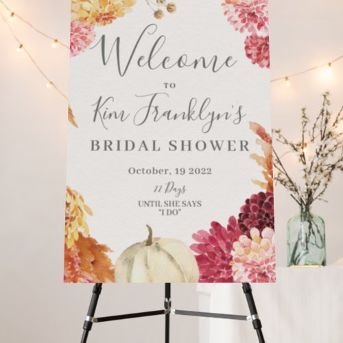 Fall Floral Bridal Shower 24x36 Welcome Sign