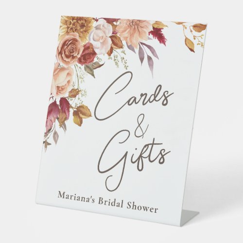Fall Floral Bridal Shower Cards  Gifts Pedestal Sign
