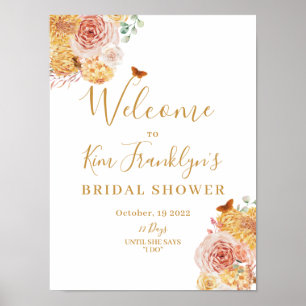 Fall Floral Bridal Shower Fall in Love Welcome Poster
