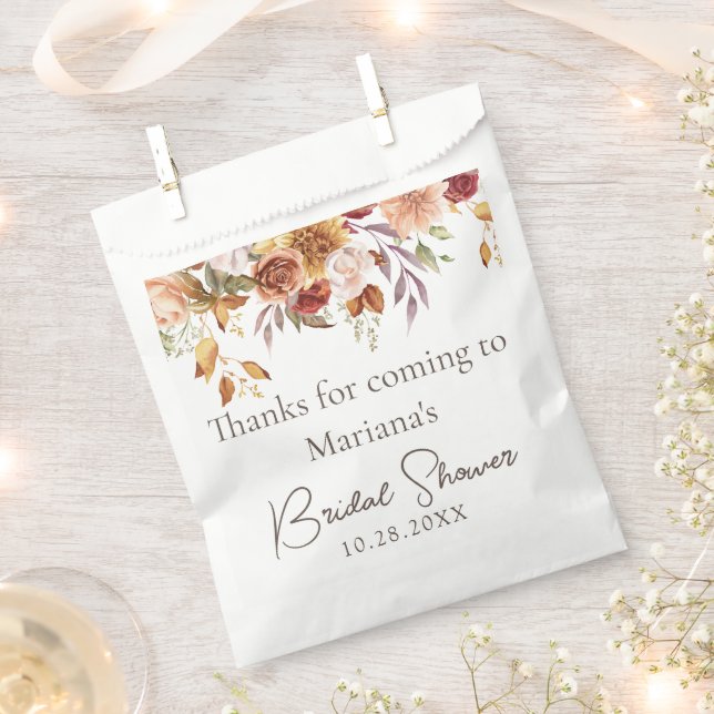 Fall Floral Bridal Shower  Favor Bag (Clipped)