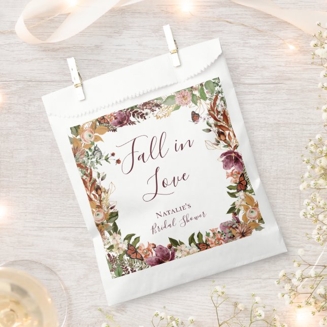 Fall Floral Bridal Shower Favor Bags (Clipped)