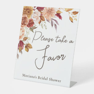 Fall Floral Bridal Shower Favor Pedestal Sign