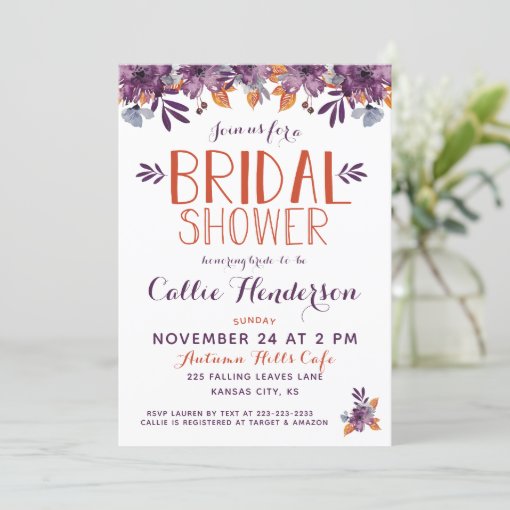 Fall Floral Bridal Shower Invitation Zazzle