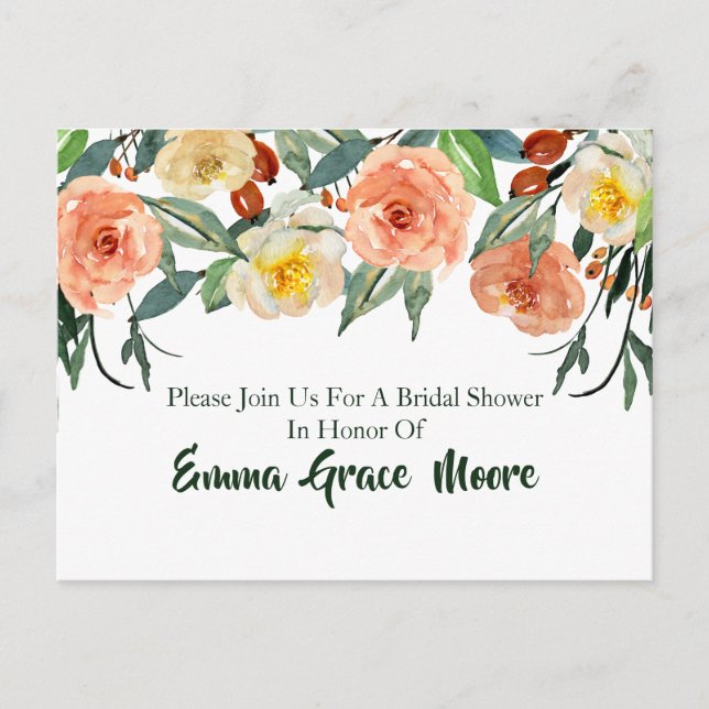 Fall Floral Bridal Shower Invitation (Front)