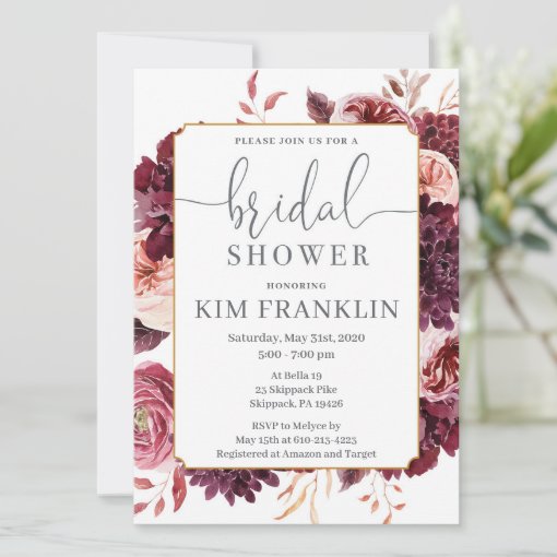 Fall floral Bridal shower invitation | Zazzle