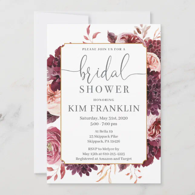 Fall floral Bridal shower invitation | Zazzle