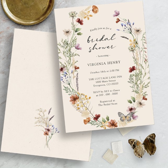 Fall Floral Bridal Shower Invitation (Fall Floral Wildflower Bridal Shower Invitation by Painted Paperie)