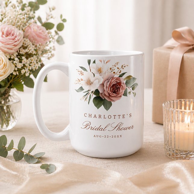 Fall Floral Bridal Shower Mug – Personalized Gift (Bridal Shower Keepsake)