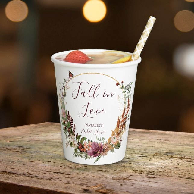 Fall Floral Bridal Shower Paper Cups (Creator Uploaded)