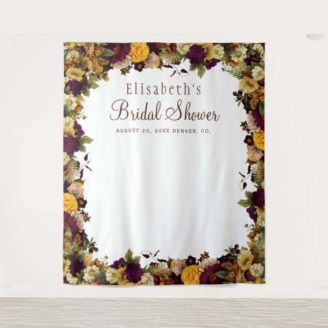 Fall floral bridal shower photo booth backdrop (Front)