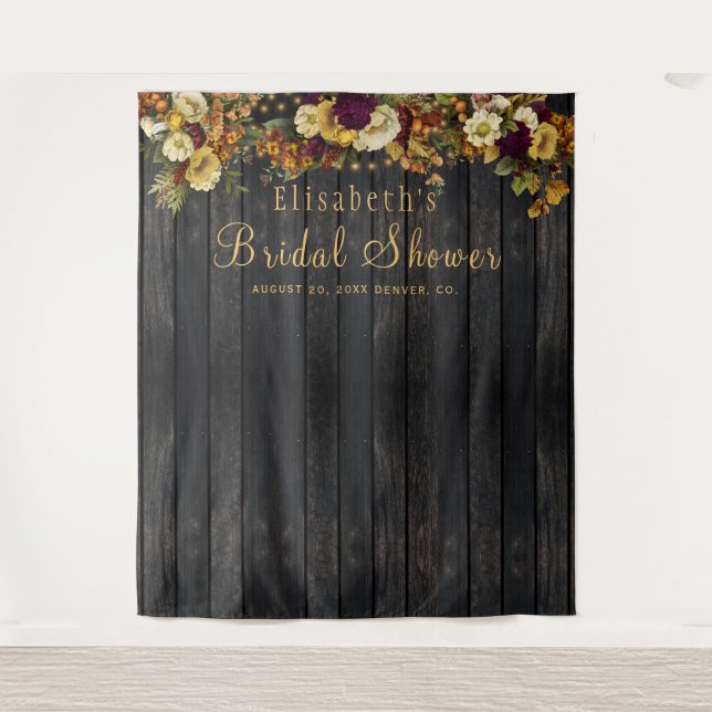 Fall floral bridal shower photo booth backdrop (Front)