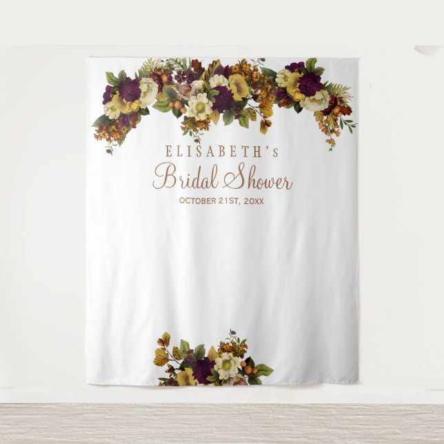 Fall floral bridal shower photo booth backdrop (Front)