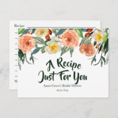 Fall Floral Bridal Shower Recipe Invitation Postcard (Front/Back)