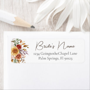Fall Floral Bridal Shower Return Address Label