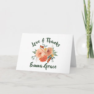 Fall Floral Bridal Shower Thank You Card
