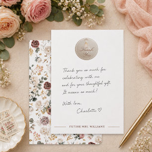 Fall Floral Bridal Shower Thank You Card