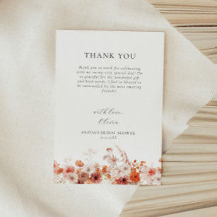 Fall Floral Bridal Shower Thank You Card