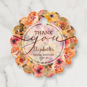 Fall Floral Bridal Shower Thank You Favor Tags