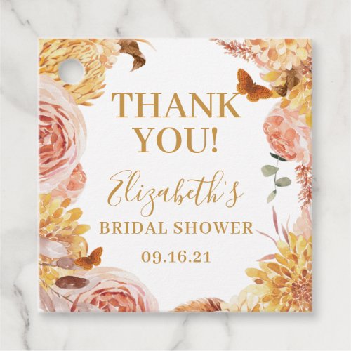 Fall Floral Bridal Shower Thank You Gift Favor Tags