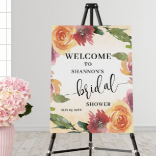 Fall Floral Bridal Shower Welcome Foam Board