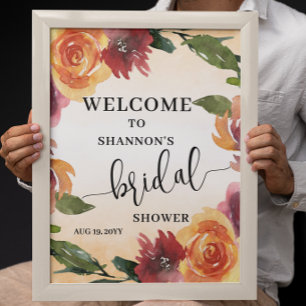Fall Floral Bridal Shower Welcome Poster