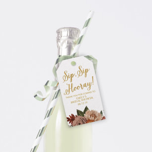 Fall Floral Bridal Shower Wine Favor Tags