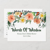 Fall Floral Bridal Shower Words Of Wisdom Postcard (Front/Back)