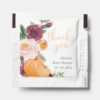 Fall floral burgundy girl baby shower favors hand sanitizer packet