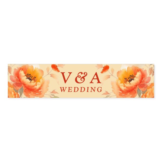 Fall Floral Burnt Orange Wedding Napkin Bands (Unfolded)