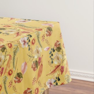 Fall Floral Celebration Golden Tablecloth