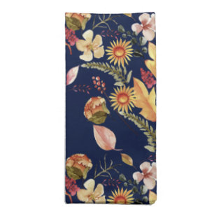 Fall Floral Celebration Navy Cloth Napkin