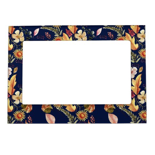 Fall Floral Celebration Navy Magnetic Frame