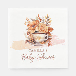 Fall Floral Cottage Core Teacup Baby Tea Shower Napkins