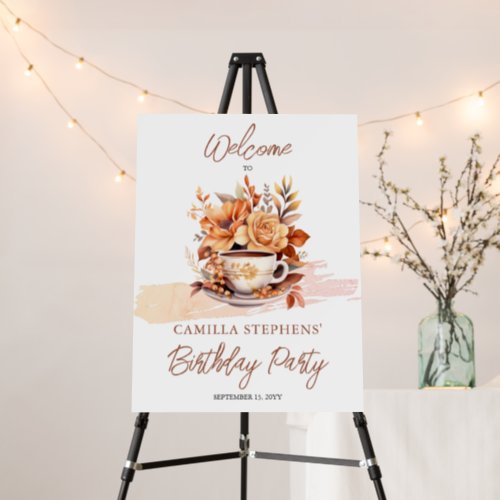 Fall Floral Cottage Core Teacup Birthday Tea Party Foam Board