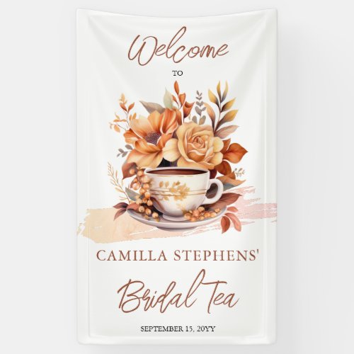 Fall Floral Cottage Core Teacup Bridal Tea Shower Banner