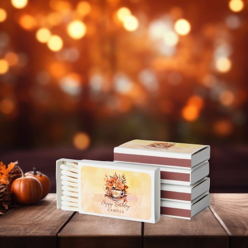 Fall Floral Cottage Core Teacup Happy Birthday Matchboxes