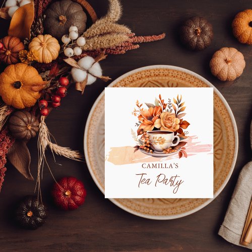 Fall Floral Cottage Core Teacup Tea Party Napkins