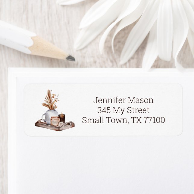 Fall Floral Cottage Pampas Thanksgiving Address Label (Insitu)