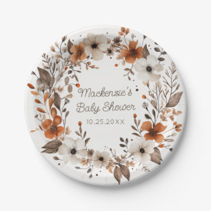 Fall Floral Cottagecore Baby Shower Paper Plates