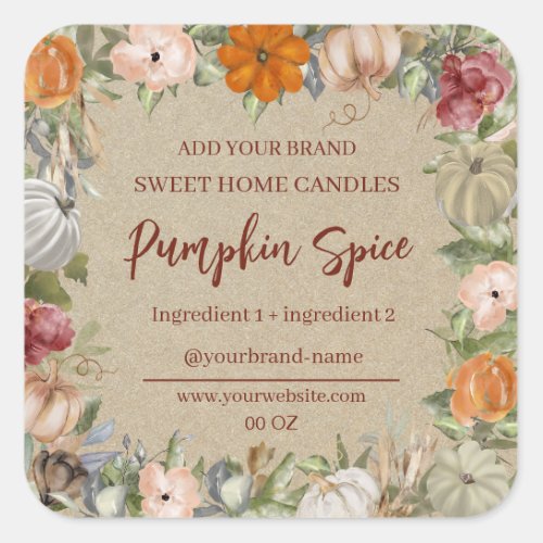 Fall Floral craft paper product label