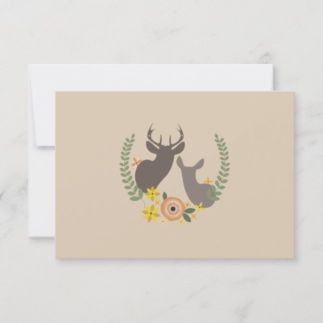 Fall Floral Deer Wedding RSVP Card (Front)