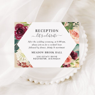 Fall Floral Diamond Frame Kraft Reception Enclosure Card
