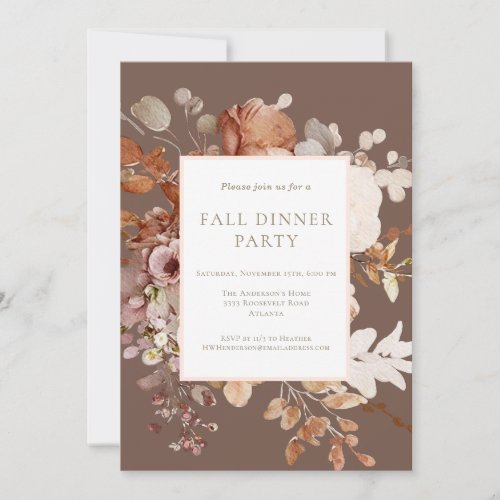  Fall Floral Dinner Party Thanksgiving Invitation