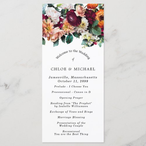 Fall Floral DIY Wedding Program