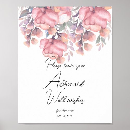 Fall Floral Dusty Rose Advice and Well wishes Poster