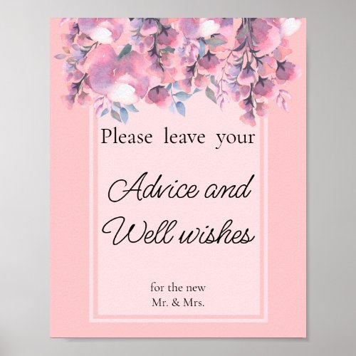 Fall Floral Dusty Rose Advice and Well wishes  Poster